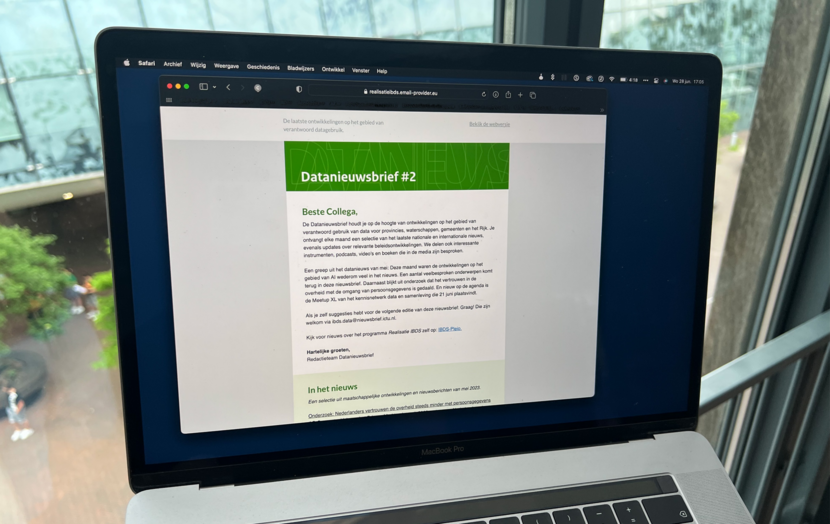 laptop met op scherm datanieuwsbrief van de IBDS #2